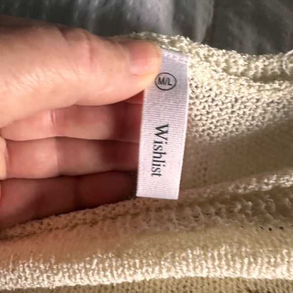 Wishlist M/L hacci loose knit  crewneck sweater. Ivory with mustard brown stars. - Picture 5 of 12